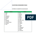 Occupations Crossword Puzzle: Instructions: Use The Words Below To Complete The Crossword Puzzle