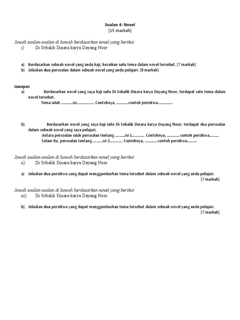 Latihan Novel T4 Pdf