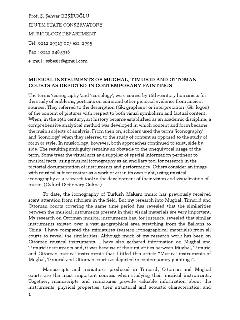 MUSICAL INSTRUMENTS OF MUGHAL TIMURID AN - Odt | PDF | Ottoman Empire ...