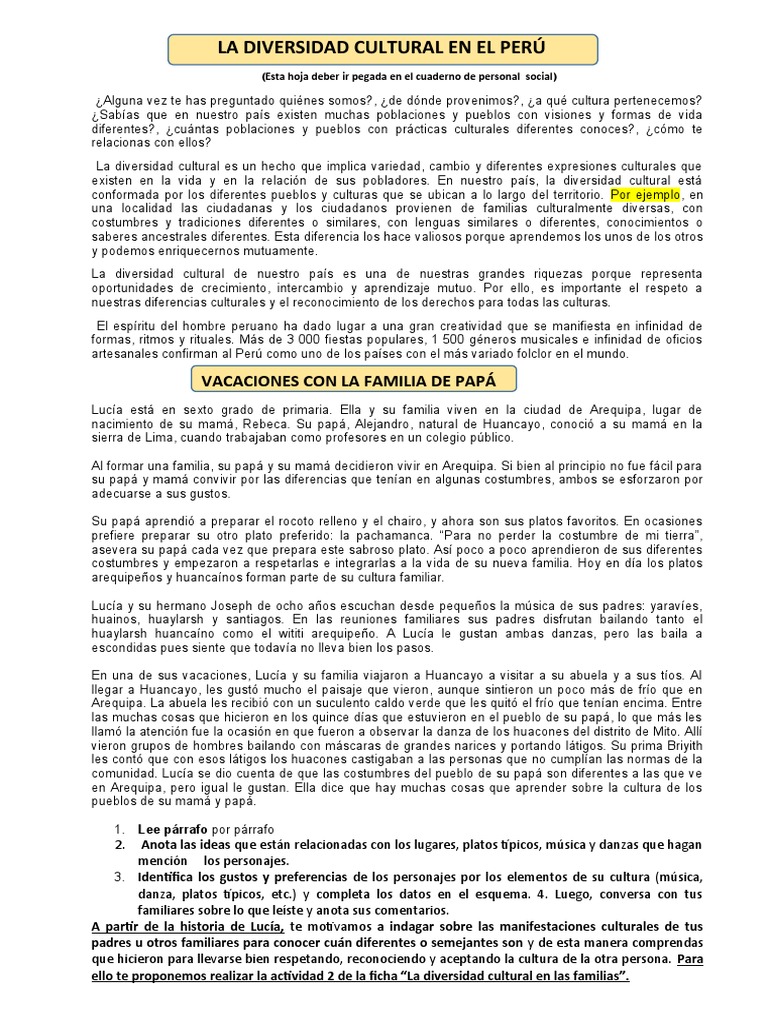 La Diversidad Cultural en El Perú | PDF | Diversidad cultural | Perú