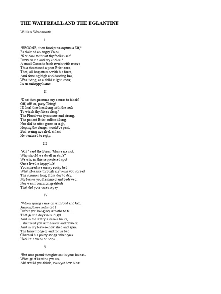 Waterfall and Eglantine Poem Analysis | PDF | Classics