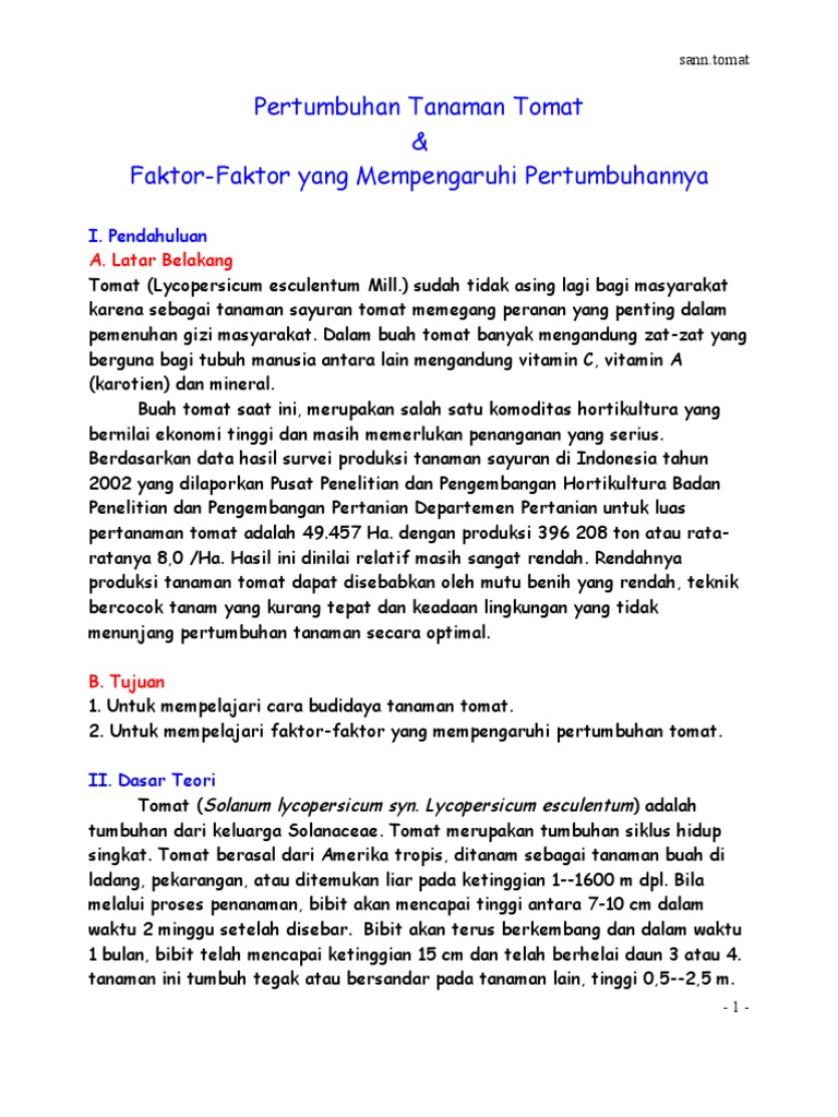 Pertumbuhan Tanaman Tomat Faktor Faktor Yang Mempengaruhi Pertumbuhannya