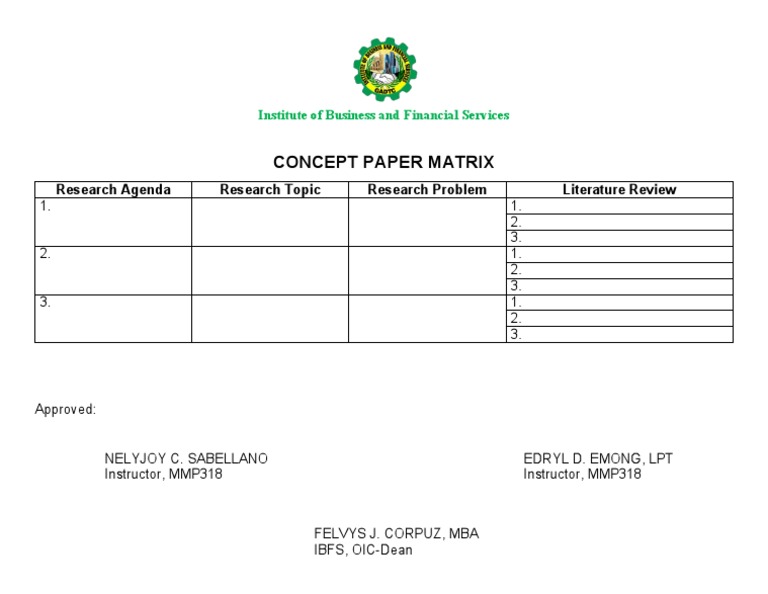 Concept Paper Matrix Format | PDF