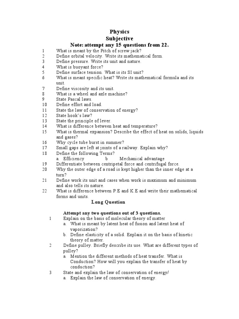 Physics Concepts and Questions Guide | PDF | Latent Heat | Heat