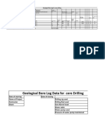 Geological Bore Log For Core Drilling: Sign of Site Engineer Client Site Engineer