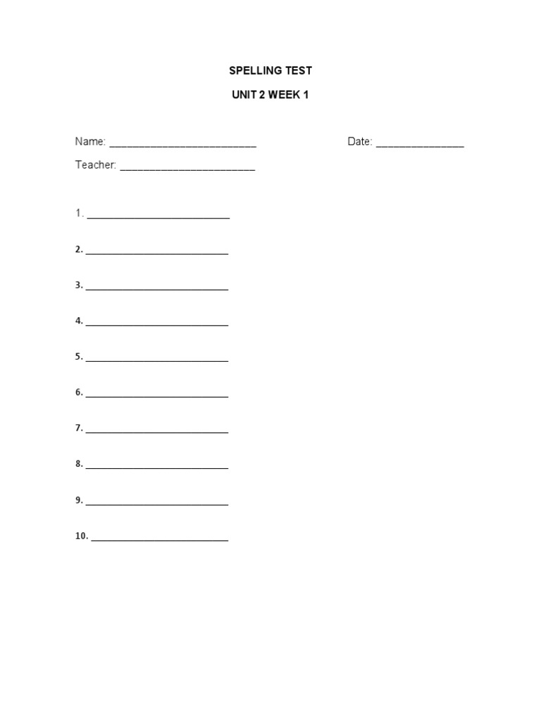 SPELLING TEST Unit2 Week 1 | PDF | Career & Growth | Science & Mathematics