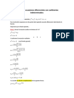 Solución de Ecuaciones Diferenciales Con Coeficientes Indeterminados