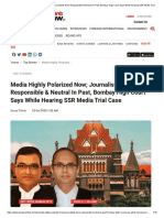 Media Highly Polarized Now; Journalists Were Responsible & Neutral In Past, Bombay High Court Says While Hearing SSR Media Trial Case