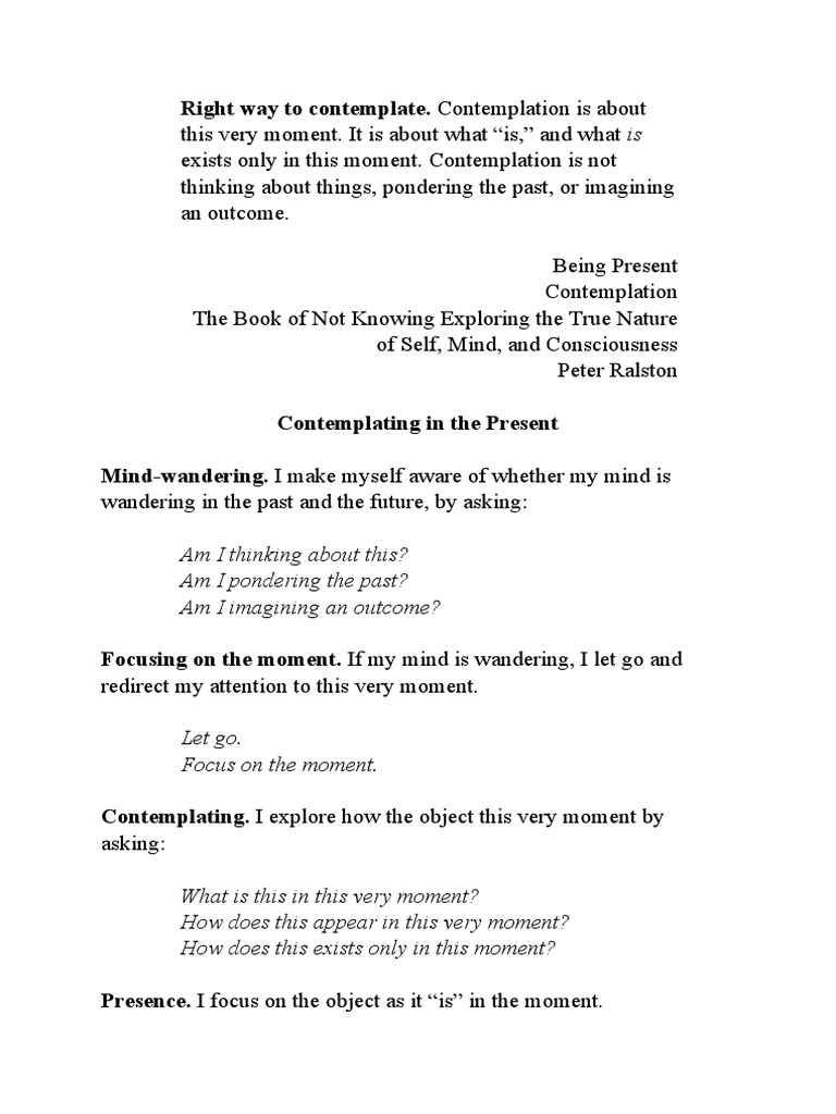 Contemplation: Focusing on the Present | PDF | Philosophy | Self ...