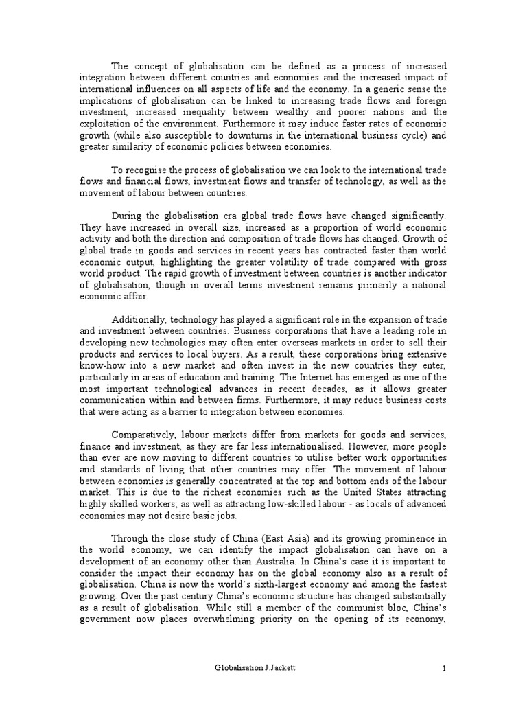 Impact of Globalisation on China’s Economy | PDF | Globalization ...