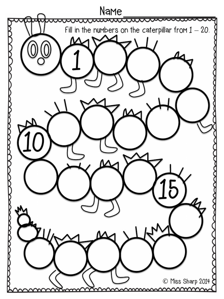Caterpillar Number Activity 1-20 | PDF