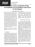 Non State Actors in Pakistan-Their Destabilizing Role in Political Crisis Faced by The Region