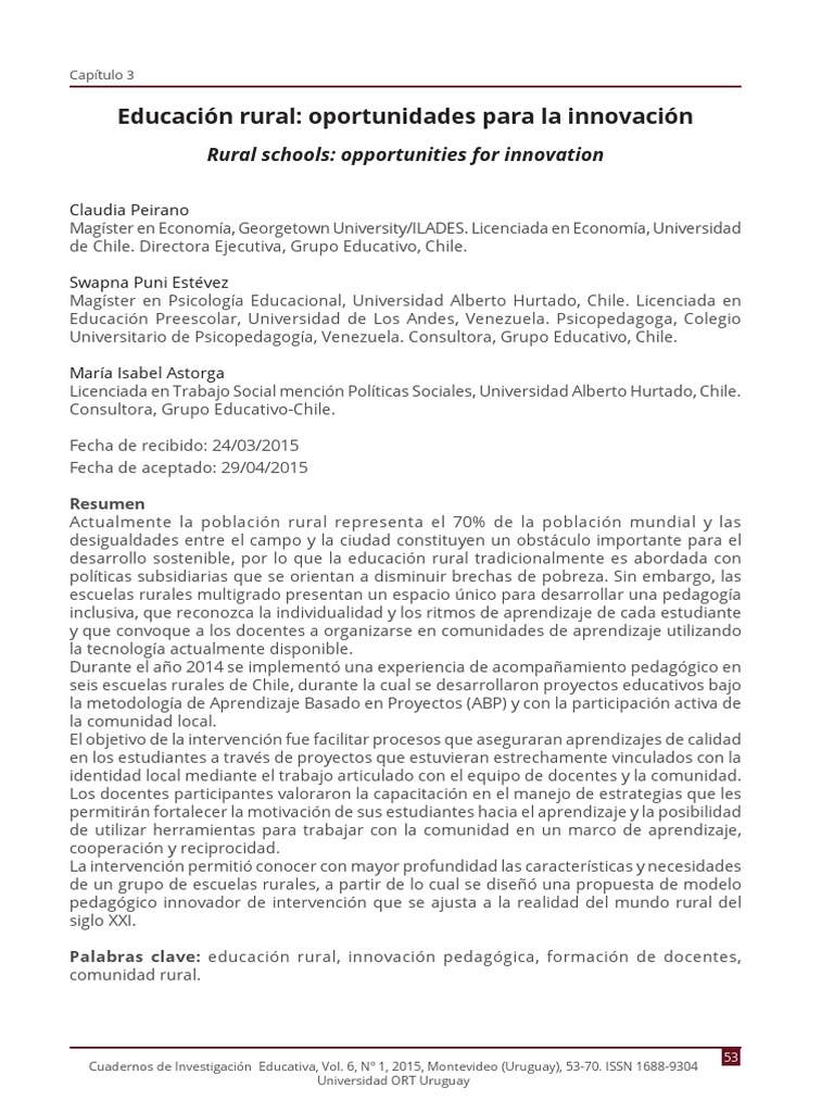 Educacion Rural | PDF | Plan de estudios | Aprendizaje en base a proyectos