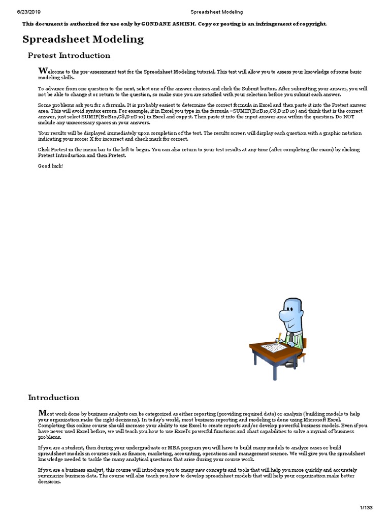Spreadsheet Modeling PDF Microsoft Excel Spreadsheet
