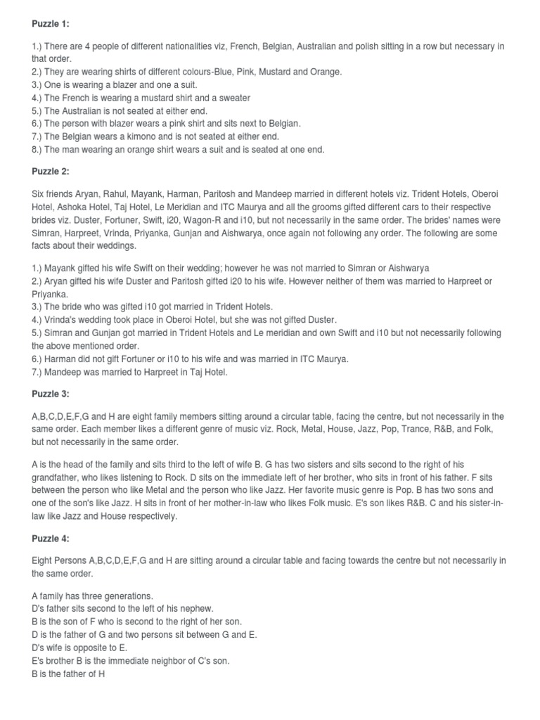 High Level Reasoning Puzzles PDF PDF In Astrology