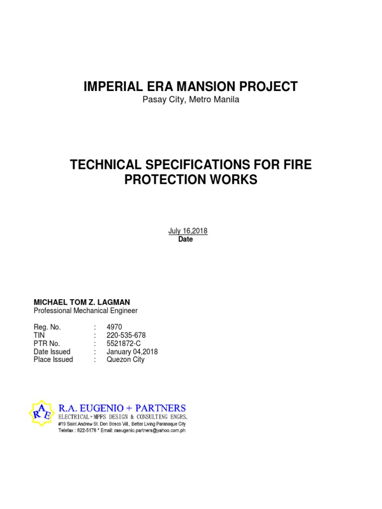 Fire Protection Works Specifications | PDF | Valve | Pipe (Fluid ...