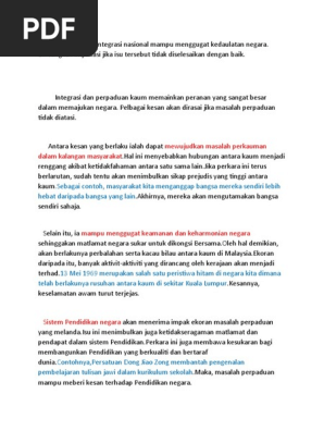 Isu Perpaduan Dan Integrasi Nasional Mampu Menggugat Kedaulatan Negara Pdf