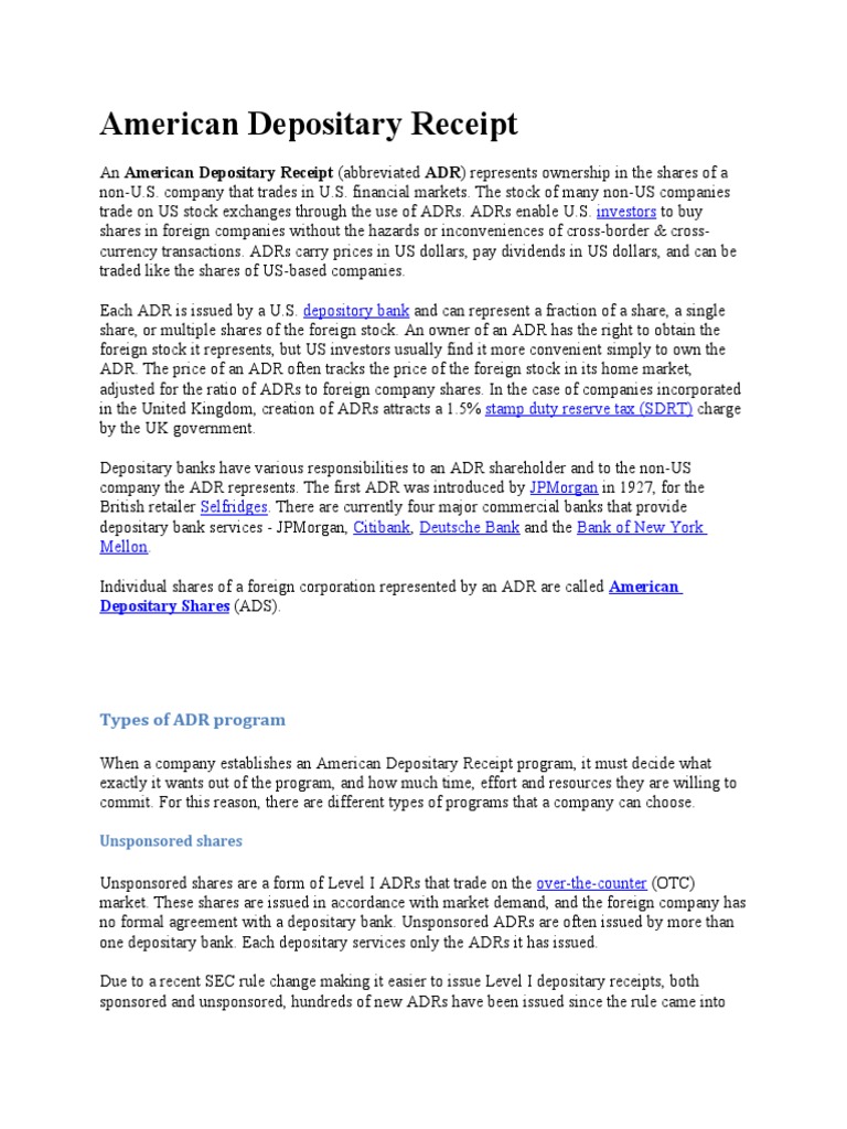 Understanding American Depositary Receipts – ETKTD