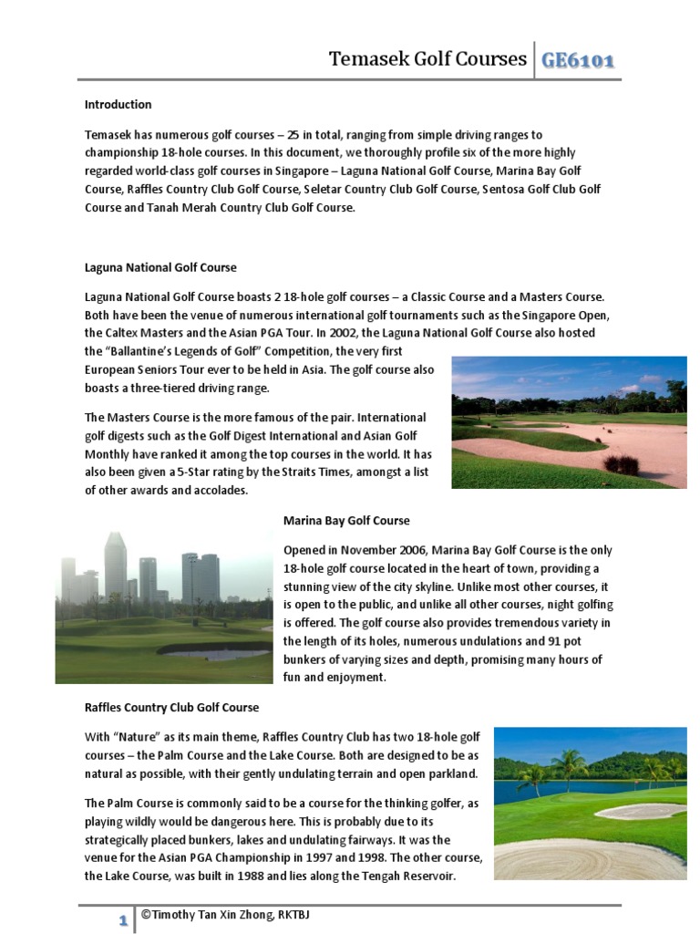 A Comprehensive Summary of The Golf Courses in Singapore | PDF | Golf ...