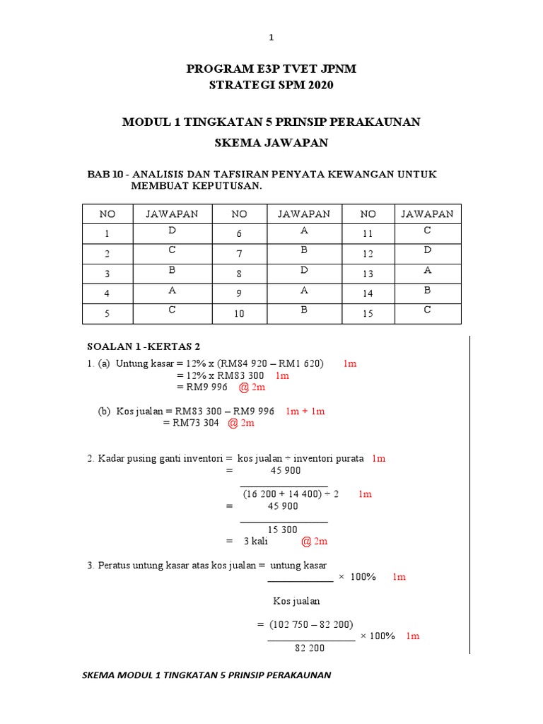 Skema Modul 1 T5 Prinsip Perakaunan Pdf