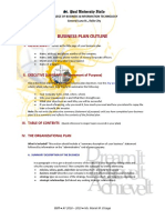 Business Plan Outline: I. Cover Sheet
