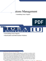 Operations Management: Formulating Linear Program