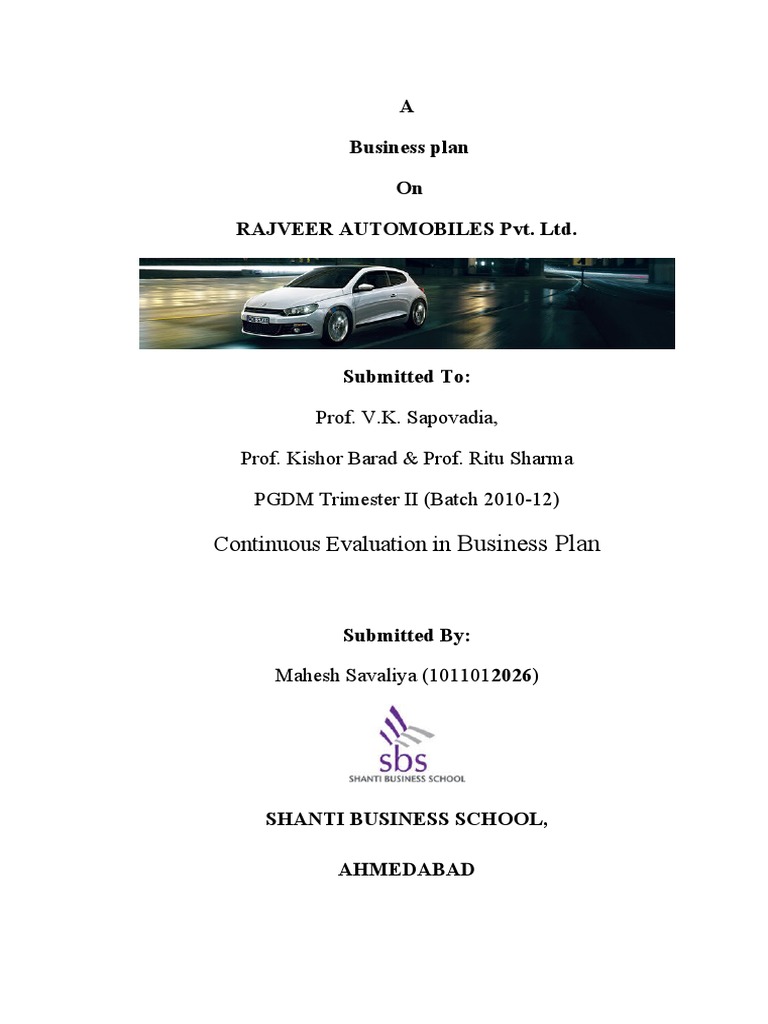 Car Dealership Business Plan PDF Car Economic Growth