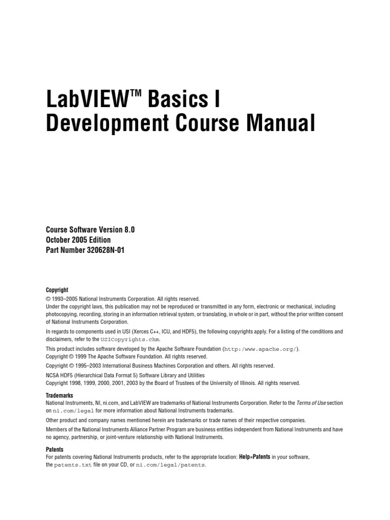 LabVIEW Basics Course Manual 8.0 | PDF