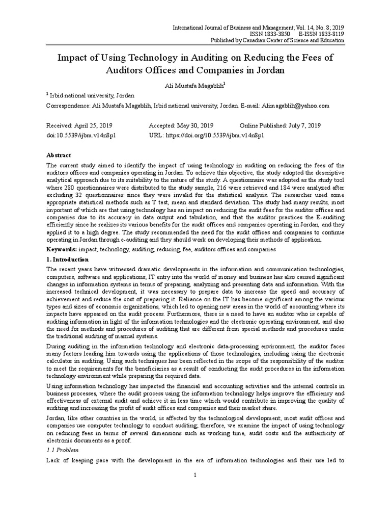 Impact of Using Technology in Auditing On Reducing | PDF | Statistical ...