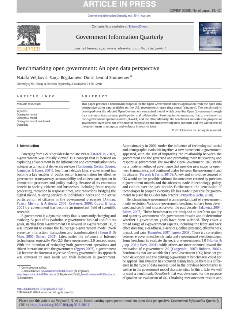 Benchmarking Open Government - An Open Data Perspective | PDF | E ...