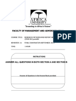 Faculty of Management and Administration Instructions Answer All Questions in Both Section A and Section B