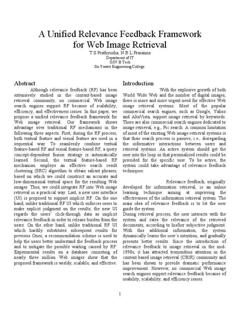 Unified Relevance Feedback for Image Retrieval | PDF | Information ...