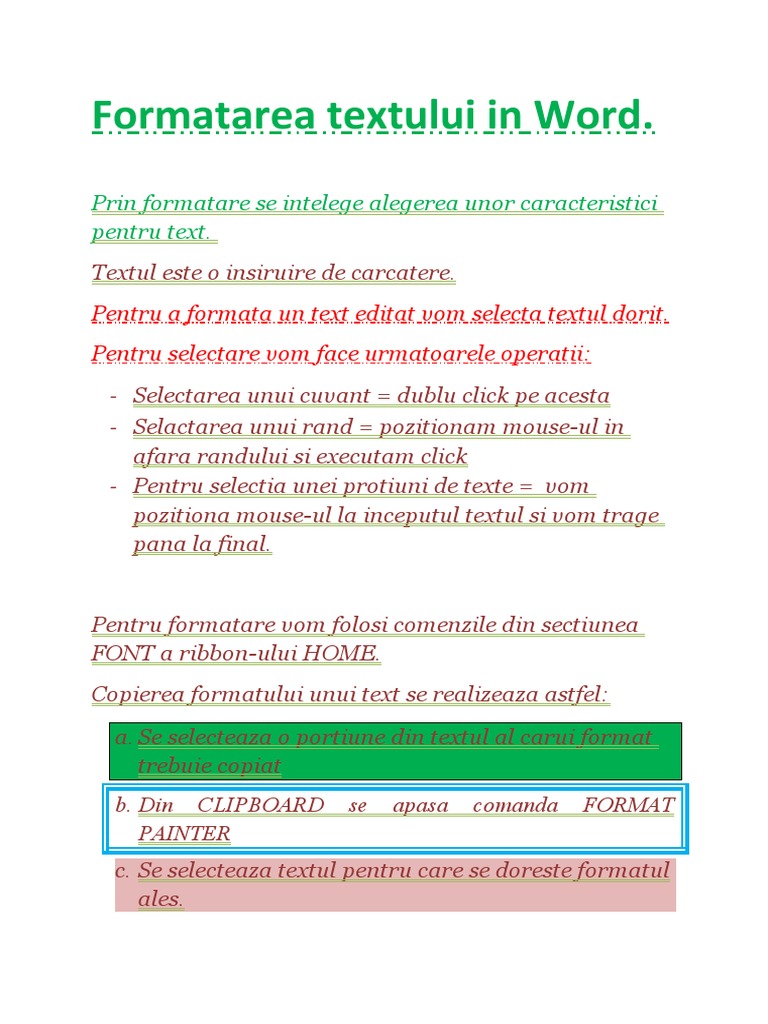 Formatarea Textului in Word | PDF