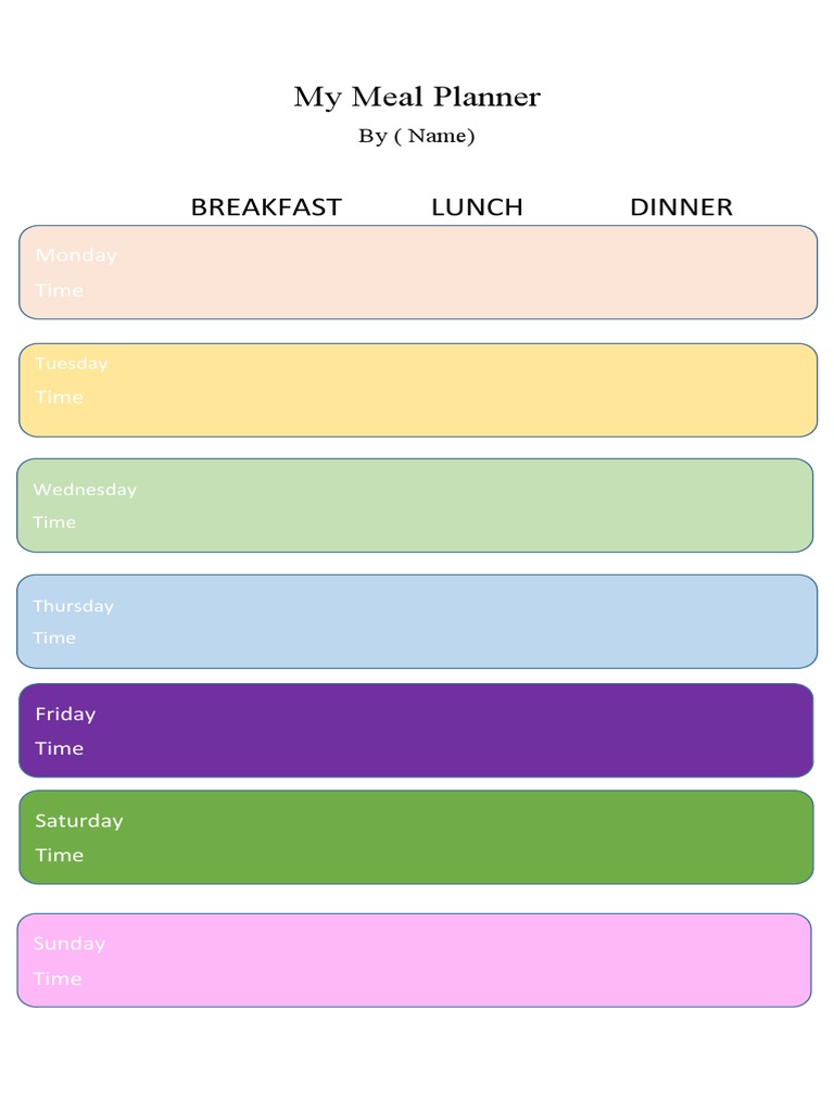 Weekly Meal Planner Template | PDF