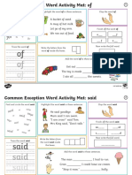 T L 526784 Year 1 Common Exception Word Activity Mat 2 Resource Pack English