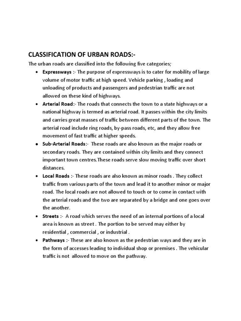 Urban Road Classification Overview | PDF | Traffic | Road