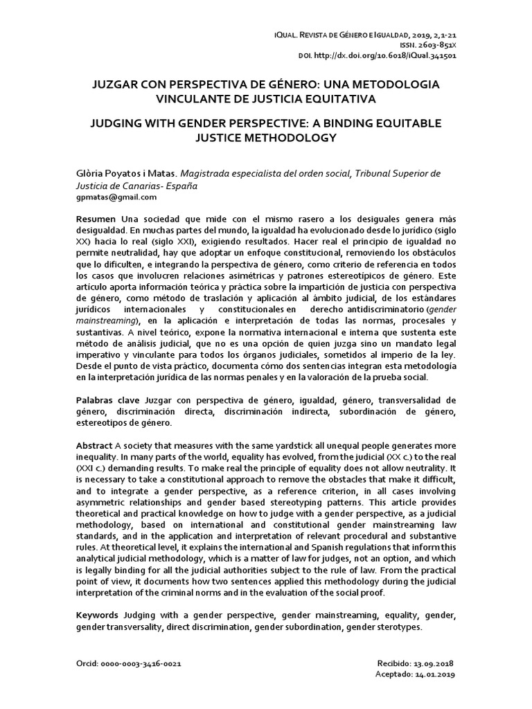 Justicia Equitativa con Perspectiva de Género | PDF | Igualdad de ...