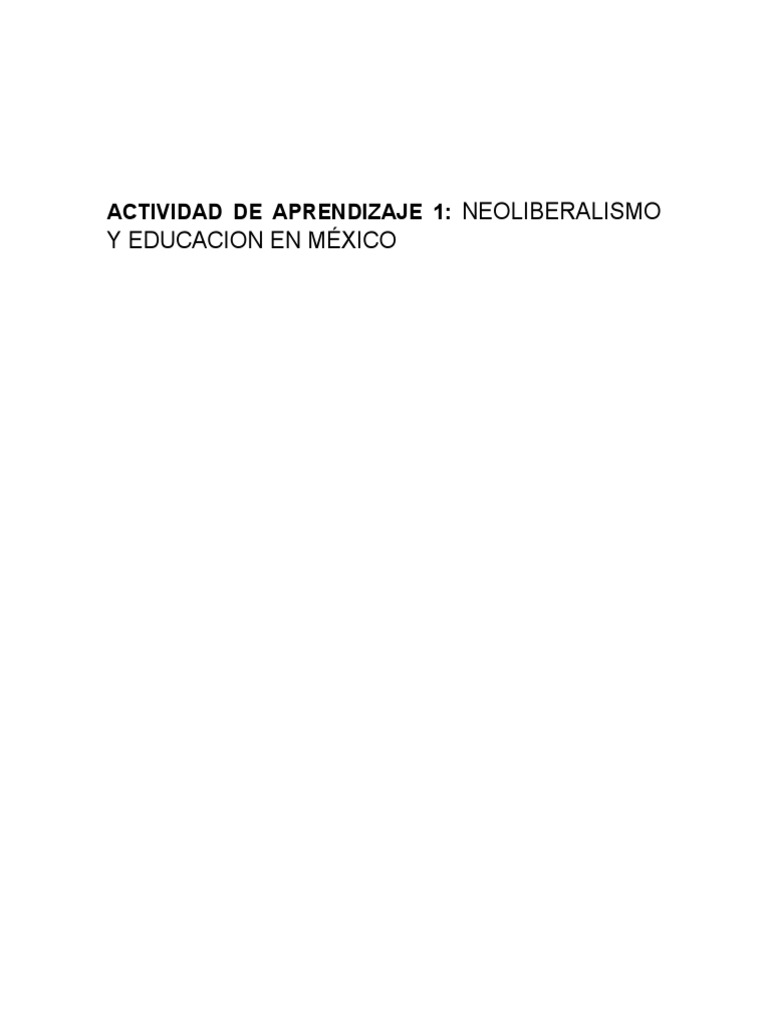 Neoliberalismo y Educación en México | PDF | México | Evaluación
