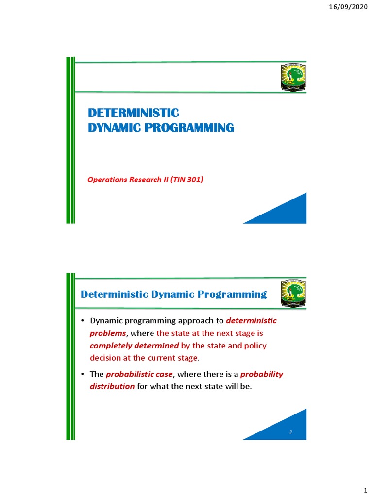 Deterministic Dynamic Programming Guide | PDF | Dynamic Programming ...