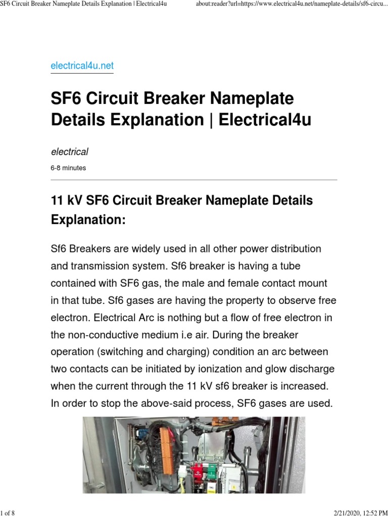 SF6 Circuit Breaker Nameplate Details Explanation Electrical4u PDF