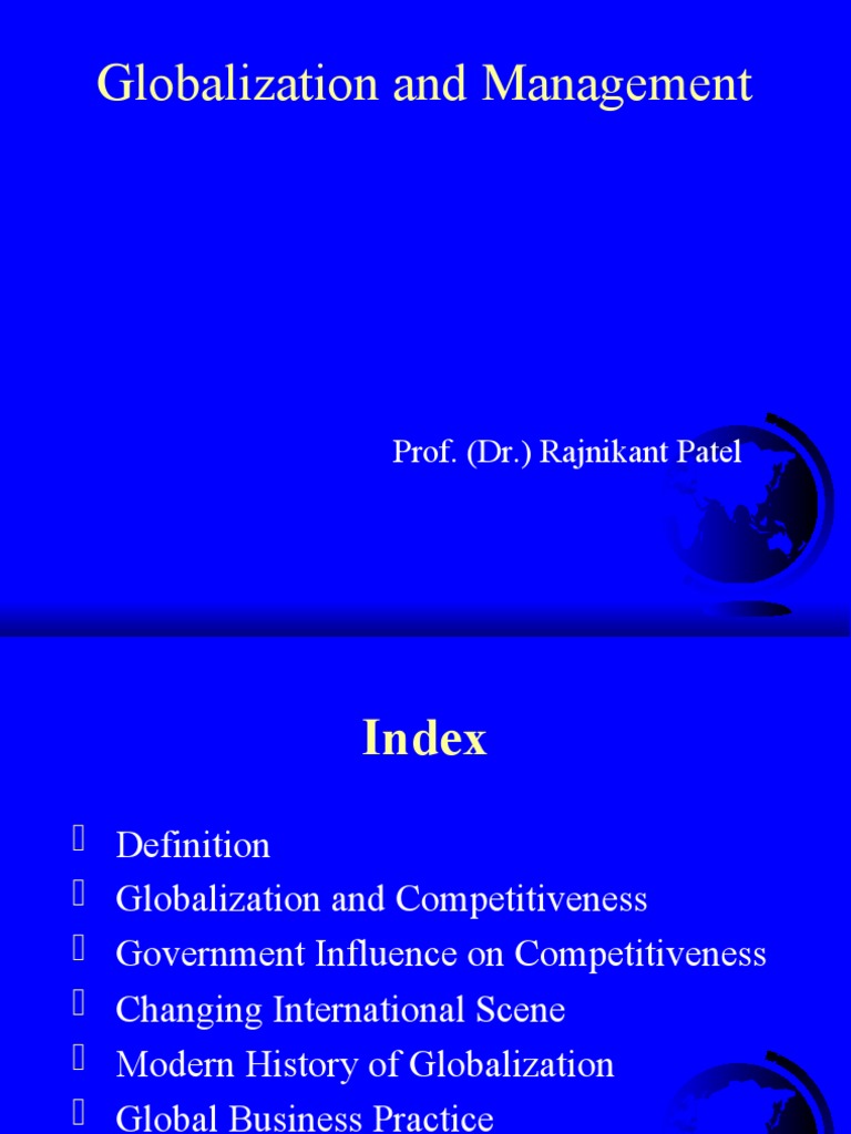 Globalization and Management: Prof. (DR.) Rajnikant Patel | PDF ...