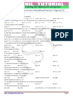 9th Linear Equation in Two Variables (Practice Paper) - 01