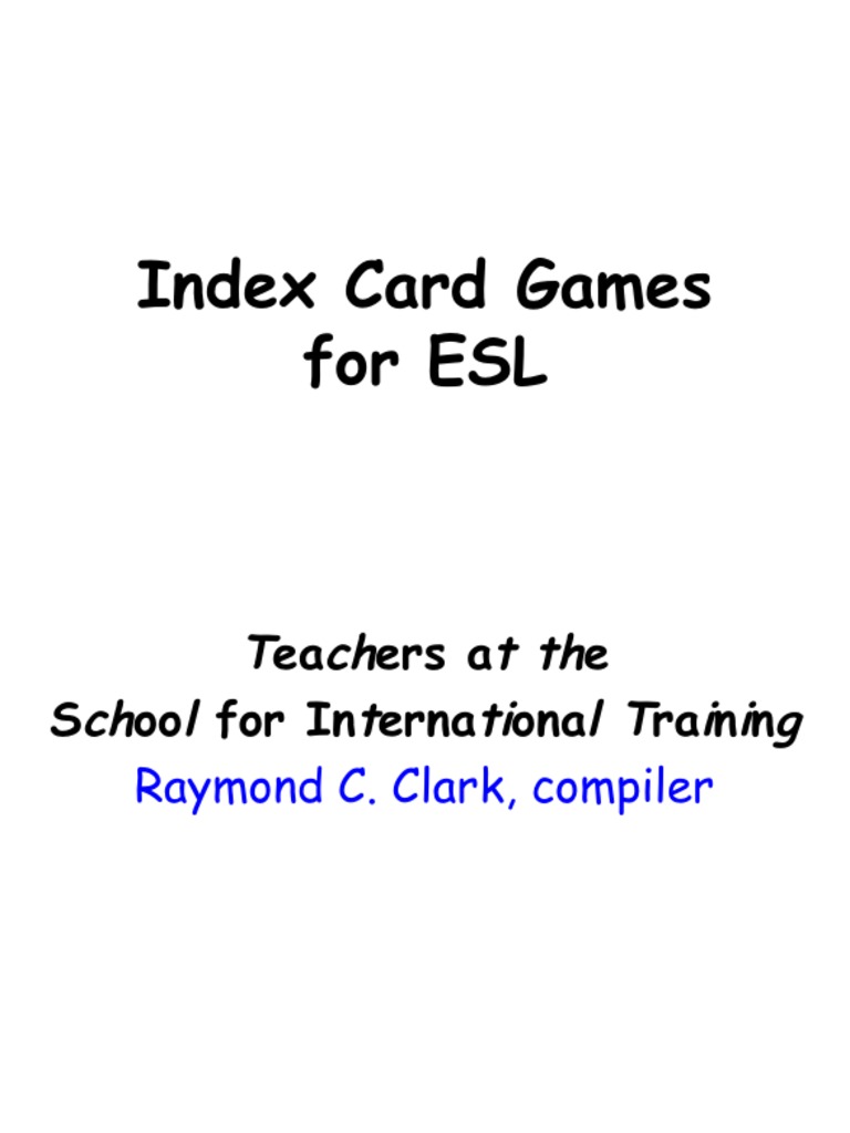 Index Card Games PDF Adjective Linguistics