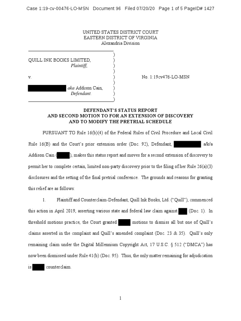 Cain's Second Motion For Discovery July 20,2020 | PDF | Discovery (Law ...