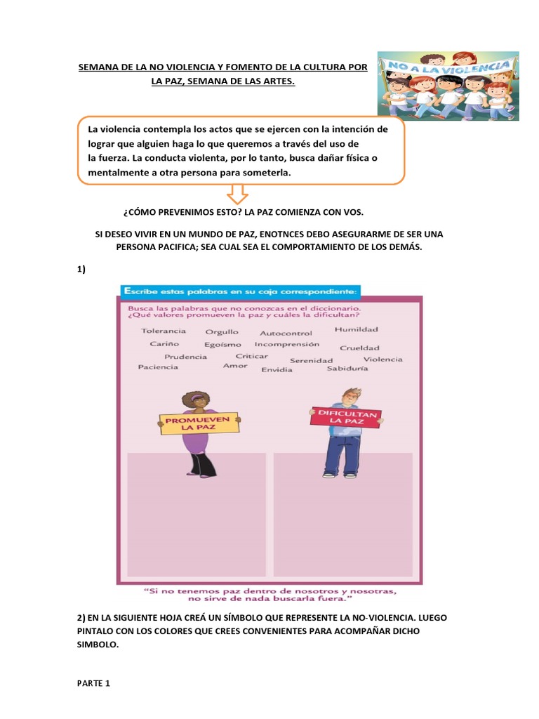 Cultura de Paz y No Violencia Infantil | PDF