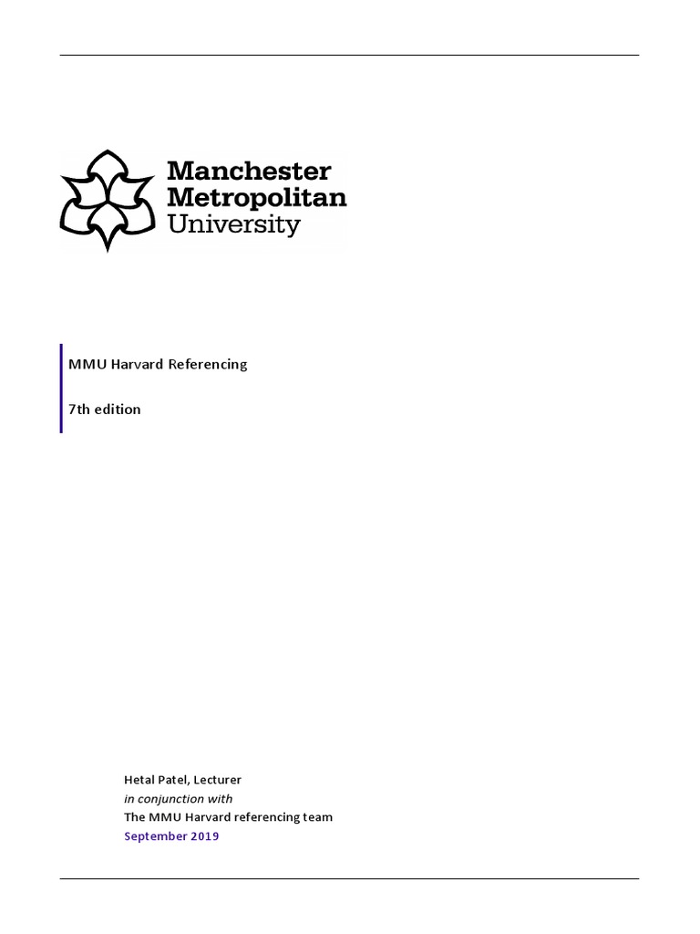 MMU Harvard Referencing 7th Edition | PDF | Citation | Newspapers