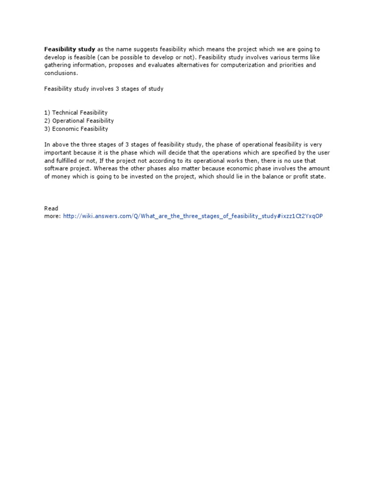 Understanding Feasibility Study Stages | PDF