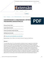 UNIVERSIDADE E COMUNIDADE - INTERAÇÃO VIA PROGRAMAS RADIOFÔNICOS - Revista em Extensão PDF