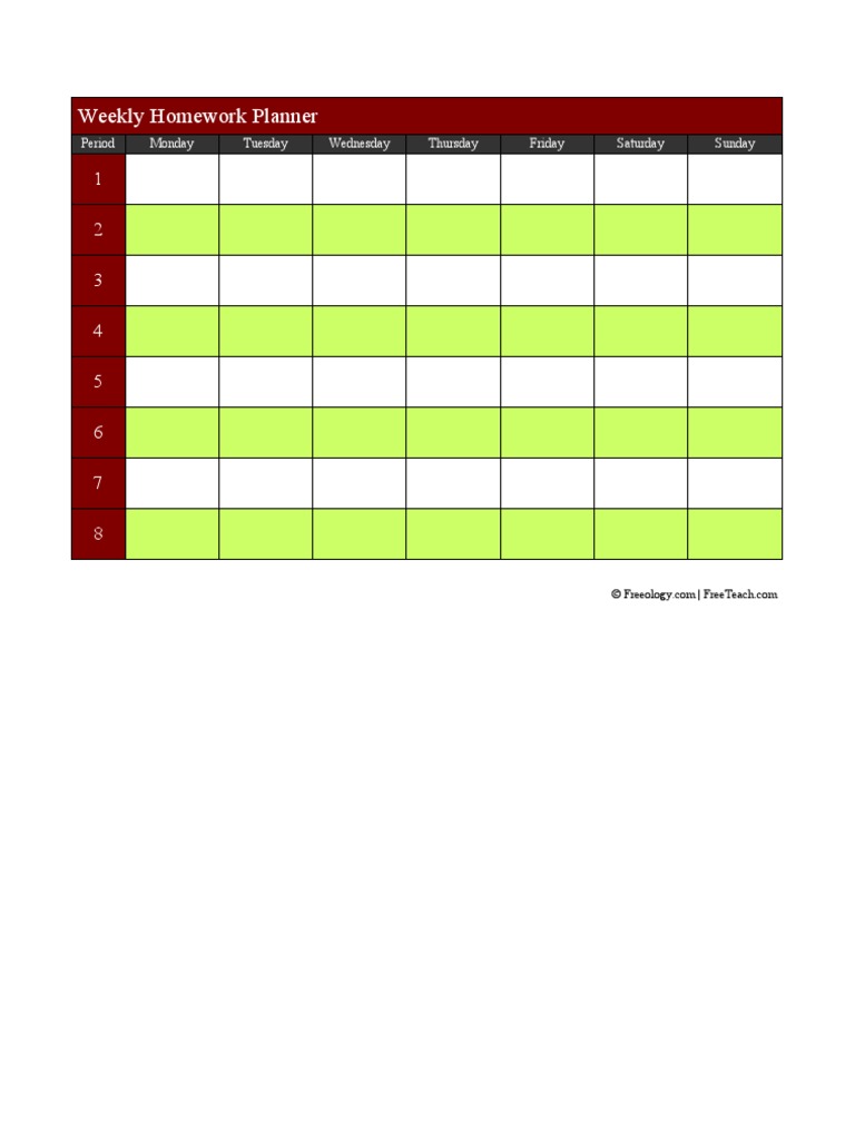 Weekly Homework Schedule Template | PDF | Career & Growth