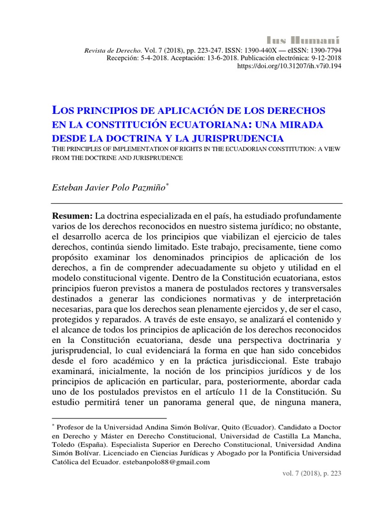 Principios de Derechos en la Constitución Ecuatoriana | PDF ...